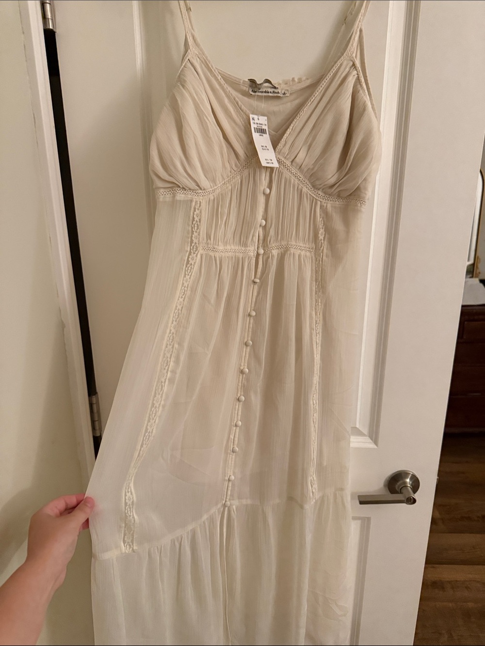 Abercrombie & Fitch Cream Lace-Trim Duster Dress